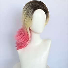 Cosplay Perücken Blond Rosa Gemischte Farbe Glatt Synthetische Haare Kurz Perücken Damen Perücken Für die Party