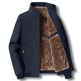 Homme Veste d'Hiver Veste Polaire Extérieur Usage quotidien Chaud Zippé Poche Automne Hiver Plein Mode Vêtement de rue Mao Normal Noir Marine foncé Bleu Gris f