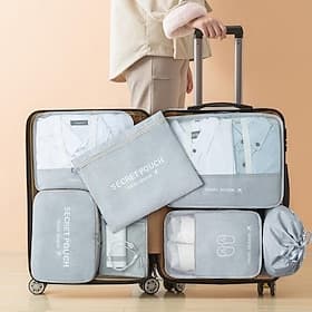 Compression Travel Packing Cubes Set for Luggage Storage and Backpack Organizer Space Savers, 7pcs Suitcase Organizer Bags, Large Capacity Clothing Storage for