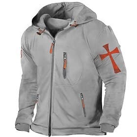 Men's Graphic Cross Long Sleeve Sweatshirts  Hooded Streetwear Designer Sports  Outdoor Casual Spring   Fall Black Dark Gray Gray Clothing Apparel Designer S M