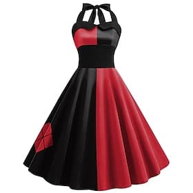 Années 1950 Rétro Vintage Robe trapèze Robe d'Halloween Déguisement Femmes Halloween Mascarade Fête / Soirée Enterrement de Vie de Jeune Fille Adulte Robe Robe