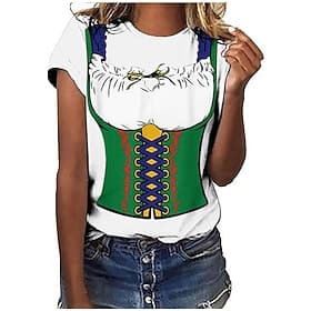T-shirt Anime 3D Bavarian Street Style T-shirt Sleeve Graphic for Women's Adults' 3D Print  for Oktoberfest Beer Masquerade Casual Daily