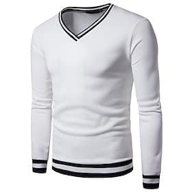 Men's Sweater Pullover Sweater Jumper Jumper Ribbed Knit Regular Slim Fit Knit Stripe V Neck Modern Contemporary Work Daily Wear Clothing Apparel Fall  Winter