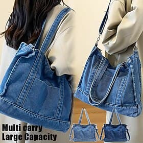 borsa a tracolla in denim per donna – grande capacità, design multiuso, tote casual per tutti i giorni