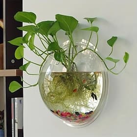 Free Punching Hydroponics Planter, Home Decoration Pot Wall Hanging Mount Bubble Aquarium Bowl Fish Tank Aquarium Home Minipot (Without Plant) Wedding Decorati