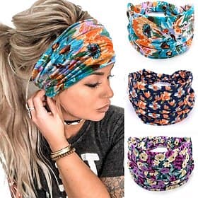 Women's Summer Wide Brimmed Hair Band Printing Elastic Exercise Yoga Hair Band Anti Sweat And Sweat Absorption Headband Headwear Hair Accessories