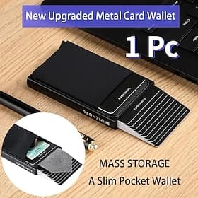 1 stk tynn aluminium lommebok kredittkortholder RFID lommebok metall tynn slank bankkortcase menn kvinner pop-up kredittkortveske