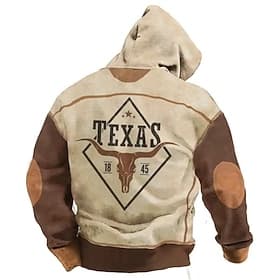 Voor heren Grafisch Kleurenblok Cowboy Trui met capuchon Hoodies Sweatshirt Modieus Dagelijks Basic Casual Lange mouw Capuchon Vakantie Buitensporten Feestdage