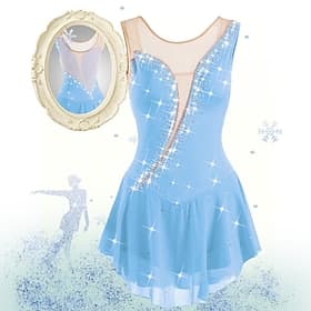 Vestito da pattinaggio artistico Per donna Da ragazza Pattinaggio sul ghiaccio Vestiti Bianco / Bianco Giallo e giallo Viola scuro Orlo asimmetrico Retato Elev