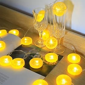 elegante Hochzeitsempfangsparty, 3 Meter lange Lichterkette mit 20 Zitronenscheiben, Lichterkette für den Innen- und Außenbereich, Hochzeitsdekoration im Innen