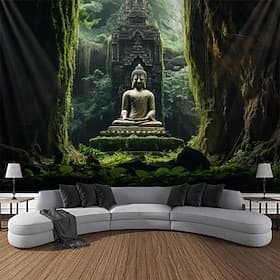 Buddha Landscape Boho Hanging Tapestry Wall Art Large Tapestry Mural Decor Photograph Backdrop Blanket Curtain Home Bedroom Living Room Decoration