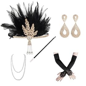 Rétro Vintage Années Folles Années 1920 Serre Tête Flapper Ensemble d'accessoires Gatsby le Magnifique Invité au mariage Déguisement Femmes Carnaval Mascarade