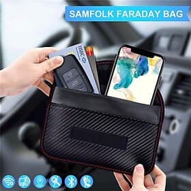 1 pochette Faraday pour téléphones clés de voiture sac de blocage de signal RFID étui en fibre de carbone protection de la vie privée pour porte-clés étui anti