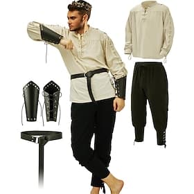 Retro Vintage Medieval Renaissance Pants Outfits Waist Belt Pirate Viking Ranger Elven Fancy Dress Men's Viking Fantasy Halloween Carnival Masquerade Carnival