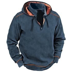 Men's Hoodie Tactical Black Army Green Navy Blue Gray Hooded Color Block Patchwork Sports  Outdoor Daily Holiday Streetwear Cool Casual Fall  Winter Clothing A
