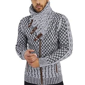 Men's Cardigan Sweater Turtleneck Sweater Ribbed Knit Regular Side Pockets Cropped Plain Turtleneck Warm Ups Modern Contemporary Casual Daily Wear Clothing App