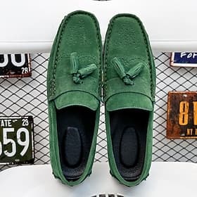 mocassins en daim vert pour hommes – mocassins décontractés à enfiler avec semelle antidérapante pour la conduite et le quotidien