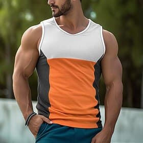 Homme Débardeur Sous-Vêtements T-shirt sans manches Sans manches Col ras du cou Été Bloc de Couleur Mode Designer Muscle Extérieur Salle de sport Sortir Jaune