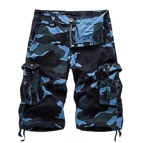Men's Cargo Shorts Hiking Shorts Pocket Multi Pocket Camouflage Comfort Outdoor Short Casual Sports Cargo Shorts Chino Blue Camouflage Red Inelastic