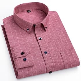 Per uomo Camicie Camicia a righe Camicia abbottonata A quadri / A righe / Chevron Matrimonio Festa di 18 anni Blu chiaro Rosso Verde scuro Verde Manica lunga C
