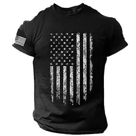 4th of July 2026 250th Memorial Day Men's Patriotic Patriot Graphic National Flag Veteran Short Sleeve T-Shirt Outdoor Sports