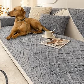 Plush Sofa Cover for Dogs Pet, Couch Cushion Cover Sectional Sofa Towel Slipcover, Anti Scratch Furniture Protector for Love Seat, Arm Chair(Not Sold By A Set)
