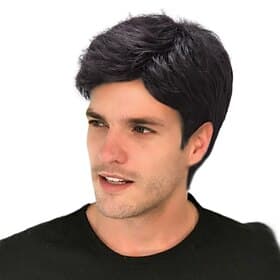 Kurze schwarze Herrenperücken, gewellte Schichtenperücken für Männer, natürliche Kunsthaarperücke für Männer, Männer, Kerl, Cosplay, Anime, Party, Kostüm, Anim