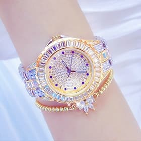 Wrist Watch Quartz Watch Mother's Day Gift for women Full Diamond Crystal Analog Quartz Glitter Fashion Luxury Bling Rhinestone Bracelet Stainless Steel