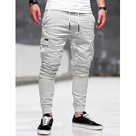 Herren Cargohose Cargohosen Cargohose Tasche Glatt Komfort Atmungsaktiv Outdoor Täglich Ausgehen Modisch Brautkleider schlicht Schwarz Armeegrün