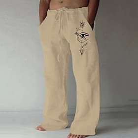 Homme Plumes Boussole Pantalons Taille Moyenne Occasionnel Extérieur Rue Sortir Printemps  Automne Noir Blanche Vert
