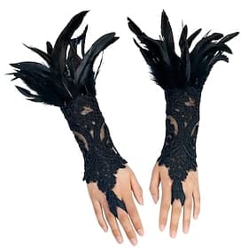 1 Pair Feather Lace Long Gloves Retro Vintage Punk  Gothic Witch Maleficent Women's Cosplay Costume Masquerade Party Evening Accessories