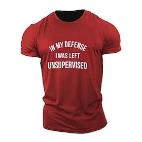 Men's Funny 'In My Defense I Was Left Unsupervised' Graphic Short Sleeve T-Shirt