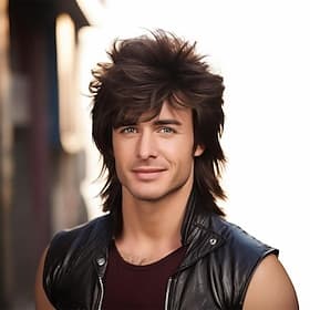 Mullet wig Adult Funny Wigs for Men Pop Rock Wig Joe Dirt Wig for 70s 80s Wig Brown Halloween Wigs