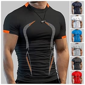 Men's Crew Neck Short Sleeve Athletic Athleisure Solid Colored White Activewear