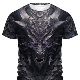 Herren Grafik Drache T Shirt Kurzarm T-Shirt 3D-Druck Rundhalsausschnitt Hemd Täglich Designer Retro Vintage Sport im Freien Ferien Ausgehen Gelb Blau Purpur F