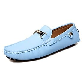 Hellblaue Autofahrer-Loafer für Herren – lässige Schlupf-Mokassins mit Metallschnallendetail, bequeme Schuhe zum Autofahren und für den Alltag