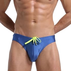 Men's Swim Briefs Daily Beach Quick Dry Breathable Drawstring Elastic Waist Plain Short Sport Casual Activewear Blue Black Micro-elastic