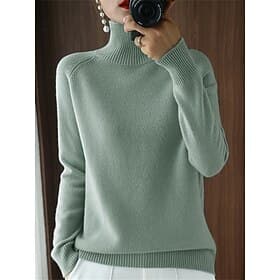 Women's Pullover Sweater Jumper Pullover Stylish Casual Soft Solid Color Ribbed Turtleneck Oversized Long Sleeve Regular Tops Knit Outdoor Valentine's Day Dail