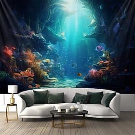 Undersea World Hanging Tapestry Wall Art Large Tapestry Mural Decor Photograph Backdrop Blanket Curtain Home Bedroom Living Room Decoration