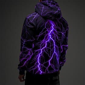 Men's Graphic Lightening Hoodie Hoodies Sweatshirt Fashion Daily Basic Casual Long Sleeve Hooded Vacation Sports Outdoor Holiday Streetwear Red Blue Purple Gre