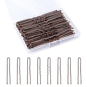 U Shaped Hair Pins, 200PCS 2.4inch Bun Hair Pins for Women Kids Girls Hairdressing Salon with Storage Box, for All Hair Types - Brown