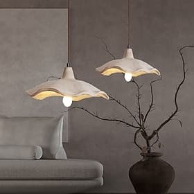 French Rustic Style Hanging Light, Creative Flower Type Concrete Chandelier, E27 Light Source Single-Head Cement Pendant Lamp, Flush Mount Installation Lightin