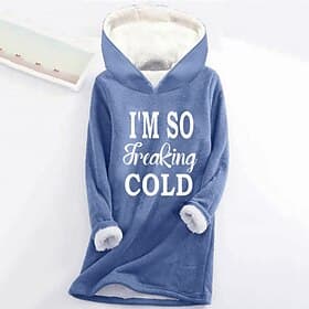 Women's Hoodie Sweatshirt Pullover Sherpa Letter Casual Sports Print Warm Fuzzy Comfrt Hoodie Long Sleeve Top Micro-elastic Fall  Winter Comfrt Breathable Soft