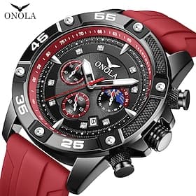 Montre à quartz ONOLA pour homme mode sportive décontractée montre-bracelet lumineuse étanche décoration montre en silicone