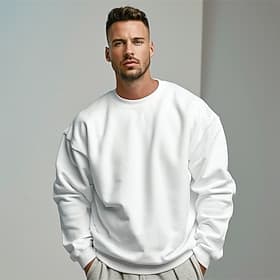 Men's Sweatshirt Pullover Black White Gray Crew Neck Sports Holiday Vacation Streetwear Cotton Fashion Daily Casual Spring   Fall Clothing Apparel Hoodies Swea