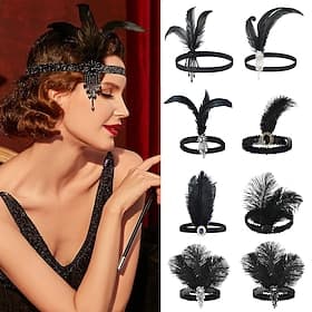 Head Jewelry Flapper Headband Retro Vintage Roaring 20s 1920s Plastic For Cosplay Carnival Women's Costume Jewelry Fashion Jewelry