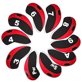 10pcs Waterproof Golf Club Head Cover Portable Wedge Iron Protective Head Cover Neoprene Golf Iron Covers Rubber with 3 Colors Option Fit Most Irons