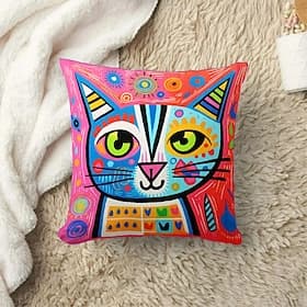 Cat Cartoon Double Side Cushion Cover 1PC Soft Decorative Square Throw Pillow Cover Cushion Case Pillowcase for Bedroom Livingroom Superior Quality Indoor Cush