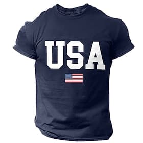 4th of July 2026 250th Memorial Day Men's Patriotic Patriot Graphic National Flag Veteran Short Sleeve T-Shirt Sports