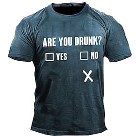 T-shirt graphique amusant pour homme 'Es-tu ivre  Oui Non X' T-shirt décontracté humoristique avec cases à cocher à manches courtes